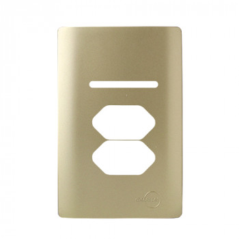 Placa P/ 1 Interruptor + Tomada dupla 4x2 - Novara Dourado